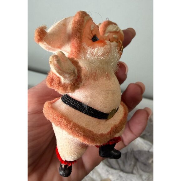 VTG Santa & Mrs Claus Flocked Plastic Christmas Ornaments Blow Mold 1960s - Picture 5 of 14